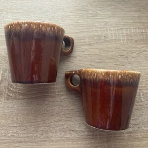 MCM Vintage Brown Drip Glaze Mugs - Set of 2 Chunky Mugs 🧡🧡🧡